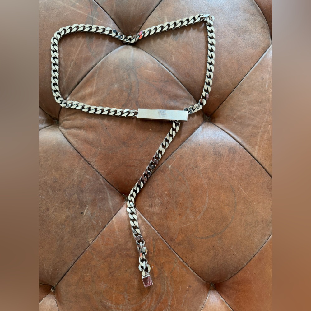 Silver-Tone Chain Belt with Polished Bar
